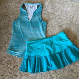 NIKE TURQUOISE BLUES STRIPED TANK AND BLUE SKIRT